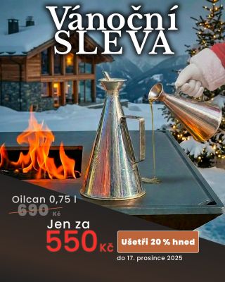 🔥🎄 Vánoční sleva je tady! Oilcan 0,75 l jen za 550 Kč místo 690 Kč. Perfektní parťák k Vulcanusu – nalévání oleje, marinád...